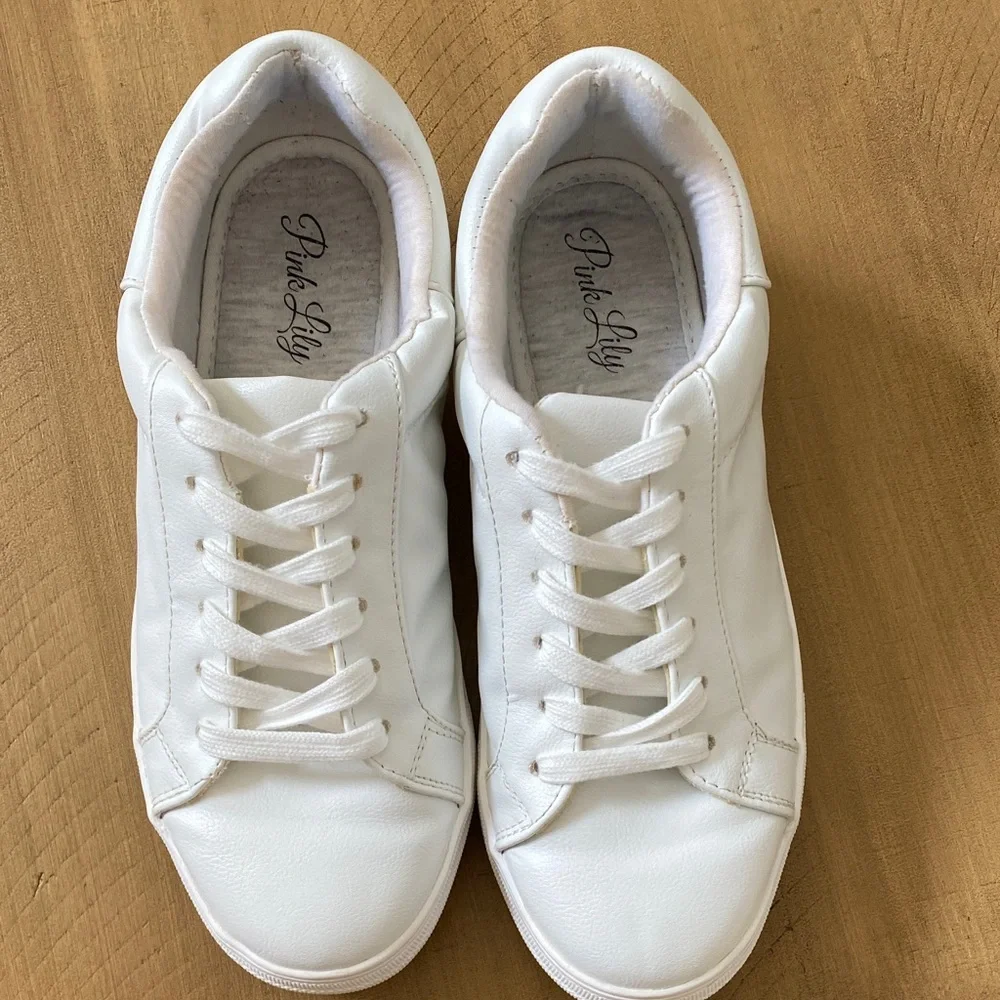 Pink Lily White platform Sneakers size 9